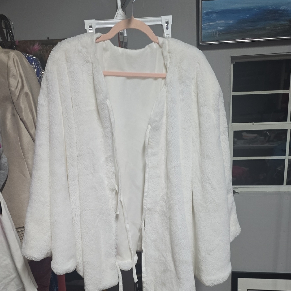Elegant White Faux Fur Coat